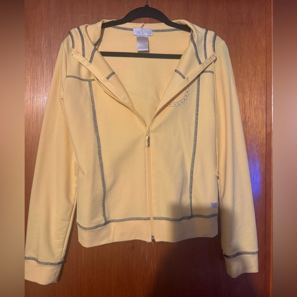 Baby Phat Zip-Up Cat Logo Graphic Jacket Yellow Y2K